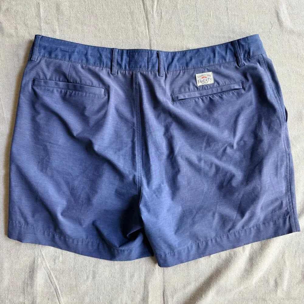 Faherty All Day Shorts Men's 36 Blue Hybrid Performance Chino Stretch Sun Faded